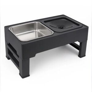 Adjustable Elevated Dog Bowls - Gray